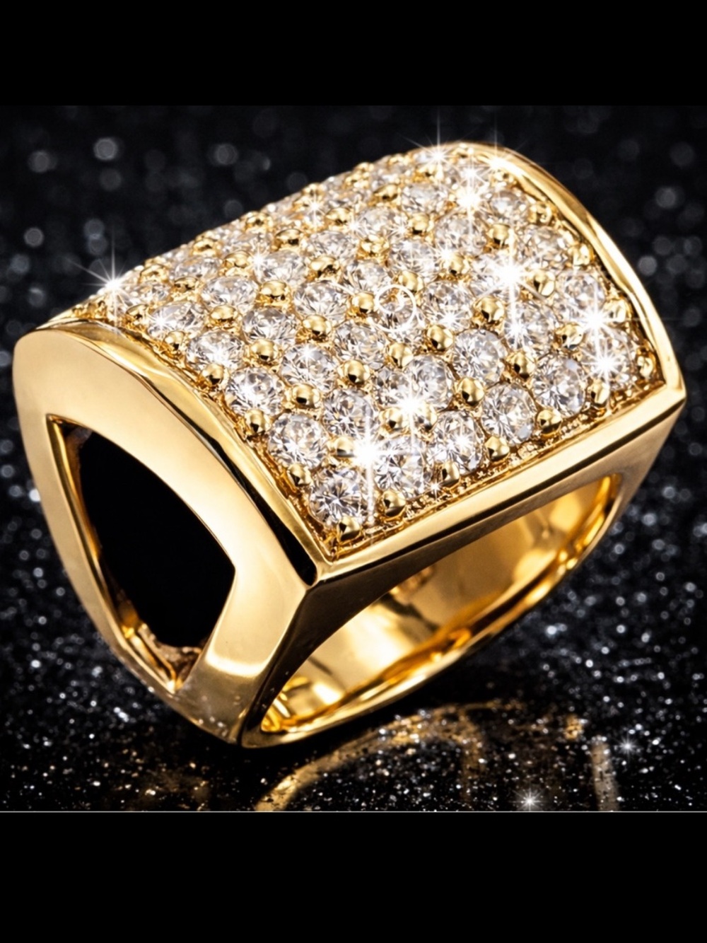 3.6ct Round Pave set men’s ladies CZ Diamond Cocktail statement pinky Ring Gold